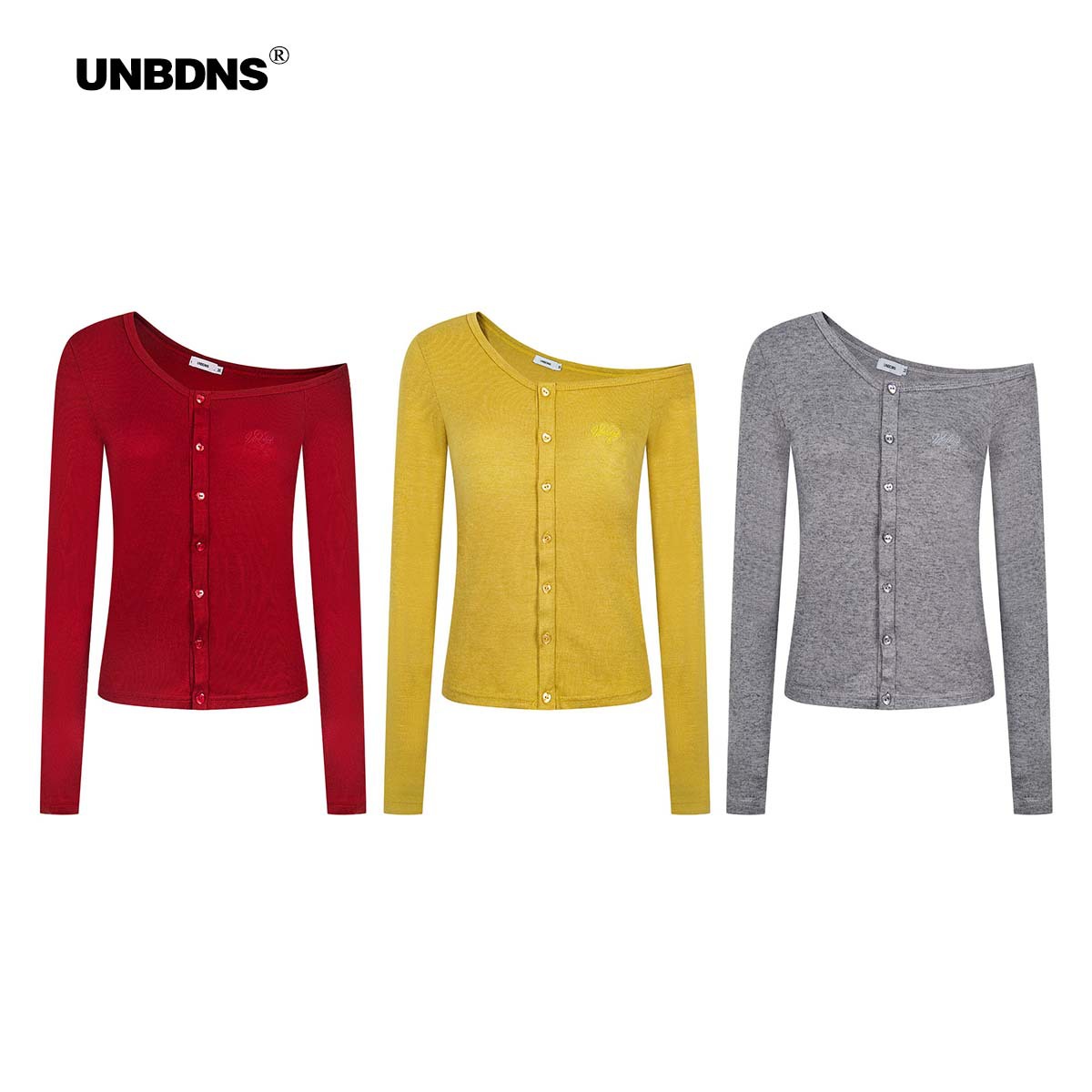 Unbdns American-Style Spicy Girl Slim-Fit Drop-Shoulder Knit Cardigan for Women, Autumn Retro Red Asymmetrical Shoulder Crop Top