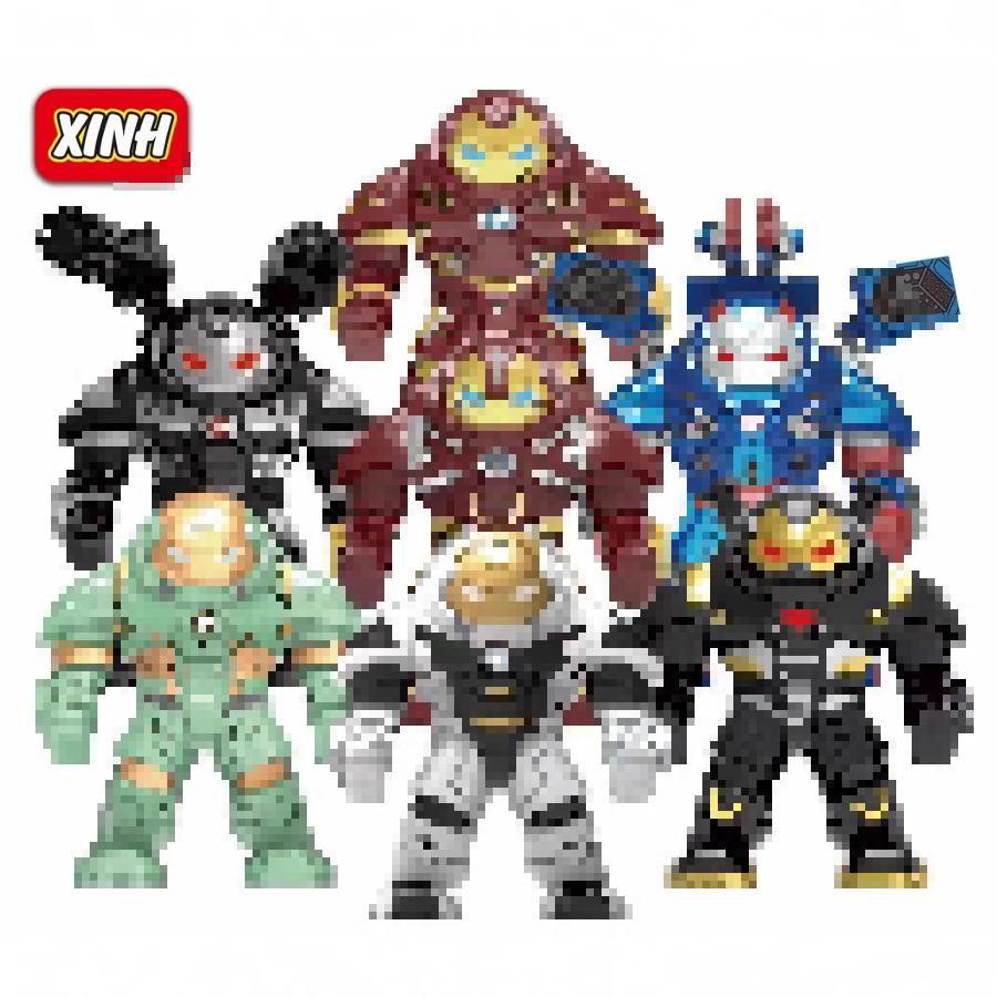 Xinhong Xh1821 Seven Super Heroes Series Mk37 Super Hero Avengers Mecha Minifigure Assembled Building Block Toy Bag