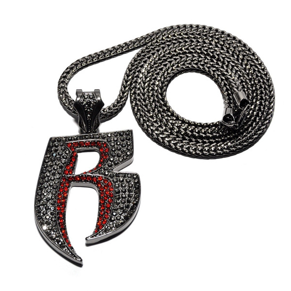 Cross-border new necklace diamond hip-hop letter necklace European and American fashion personality alloy necklace manufacturers wholesale
