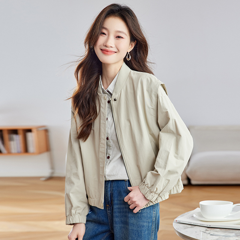 Design Sense Baseball Collar Zipper Coat Women's Spring and Autumn 2025 New Korean Casual All-match Short Jacket