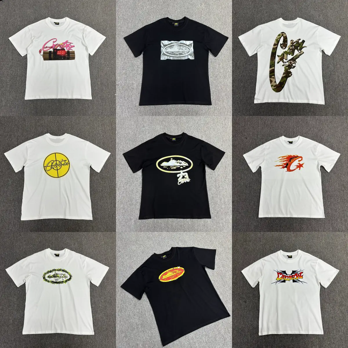 Cross-Border Corteiz Trendy Brand Alcatraz Summer New Retro Printed Men's and Women's Trendyy Loose Casual Short-Sleeved T-Shirts