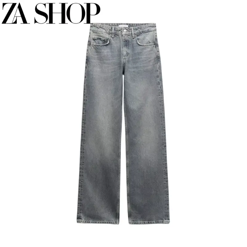 Autumn New Women's Versatile Straight-Leg Pants Wide-Leg Pants Mid-Waist Casual Wide-Leg Jeans 6688328