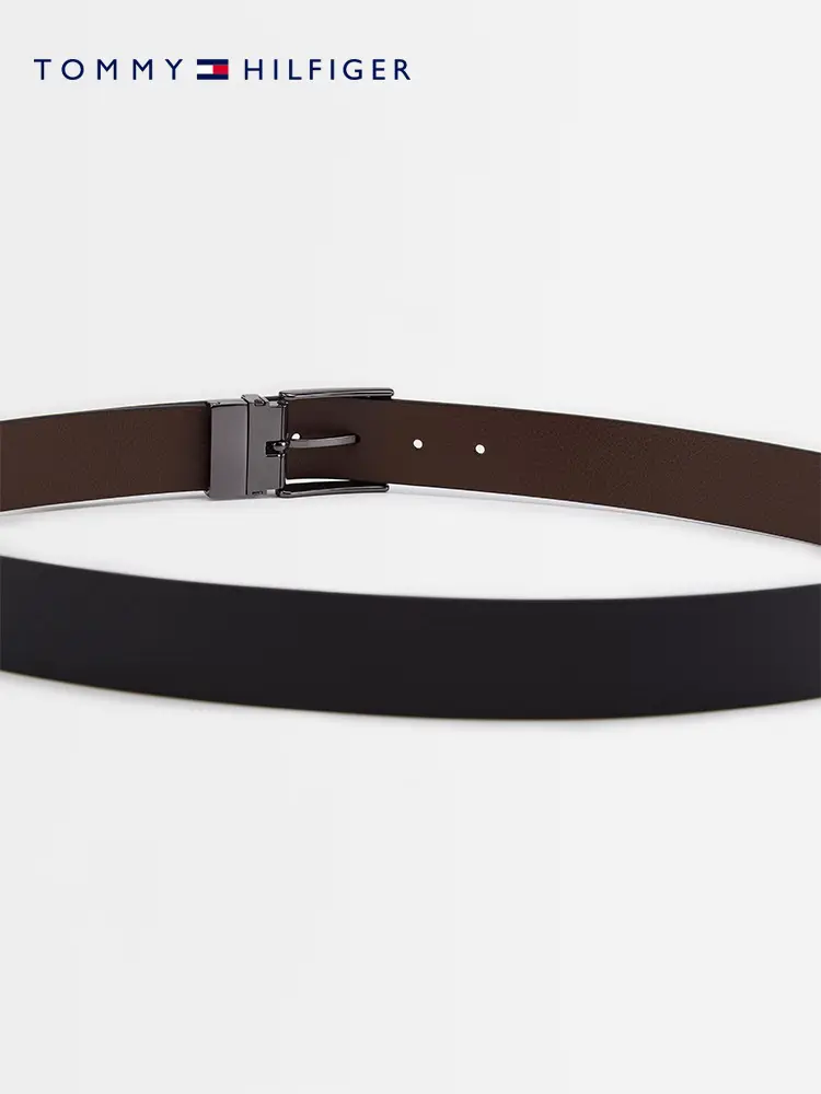 Tommy25 New arrival Spring and Summer Men's Double-Sided Business Casual Metal Small Label Pin Buckle Belt Belt 13173