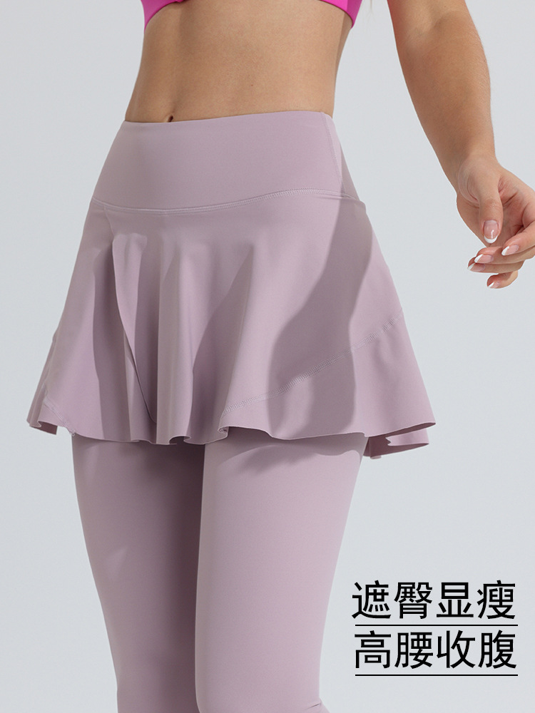 Cross-border Yoga Pants Women's Fake Two-piece High-waisted Fitness Quick-drying Running Pocket Sports Culottes High-grade Skinny Pants