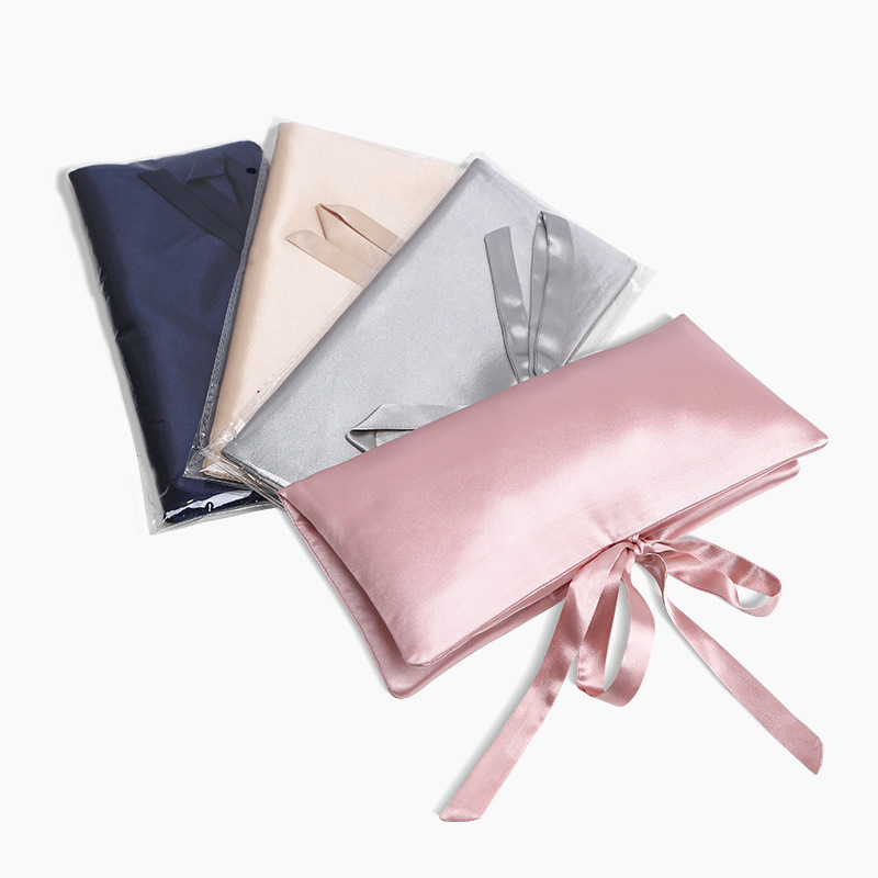 Factory wholesale spot satin eye mask pillowcase imitation silk storage bag travel cloth bag Silk Embroidery printing packaging