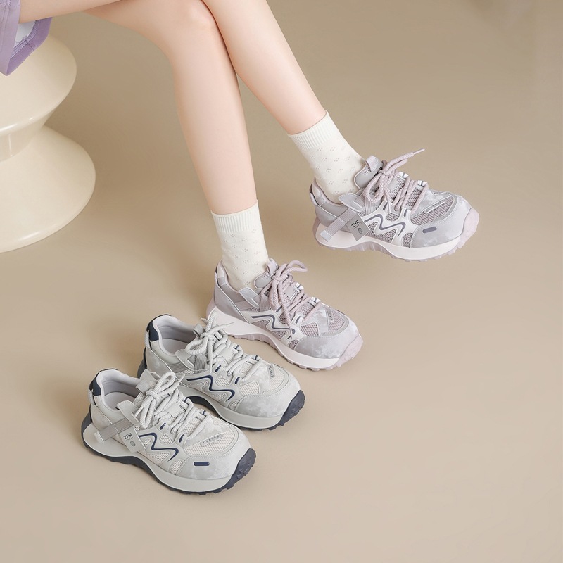 Zhr Mesh Breathable Thick-Soled Height-Increasing Dad Shoes Spring New Casual Shoes Versatile Lightweight Sports Shoes Women's Shoes