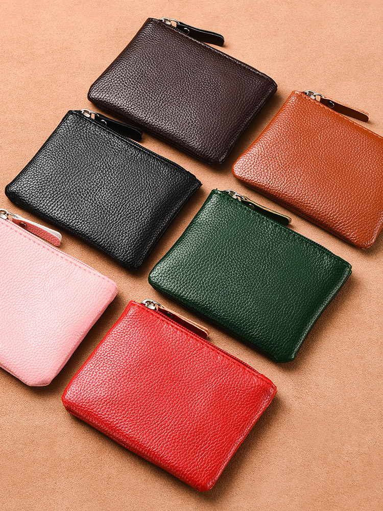 Litchi Pattern PU Coin Purse Women's Mini Small Wallet Soft Leather Handheld Zipper Card Storage Coin Bag Men's Coin Bag