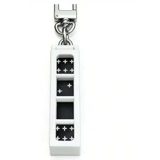 Silver Rectangular Hollow Pendant with Four Red Elements, Two-Tone Levei Necklace Pendant 88032384