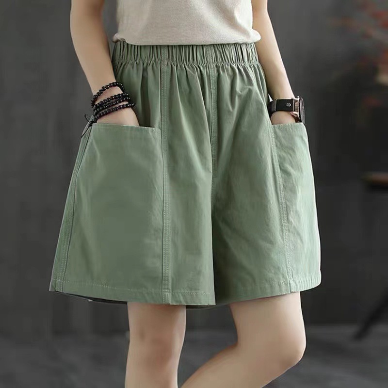 Women's Wide-Leg Shorts 2026 Summer Plus Size Casual Loose Student Straight Cargo Shorts Slimming Versatile Trendy