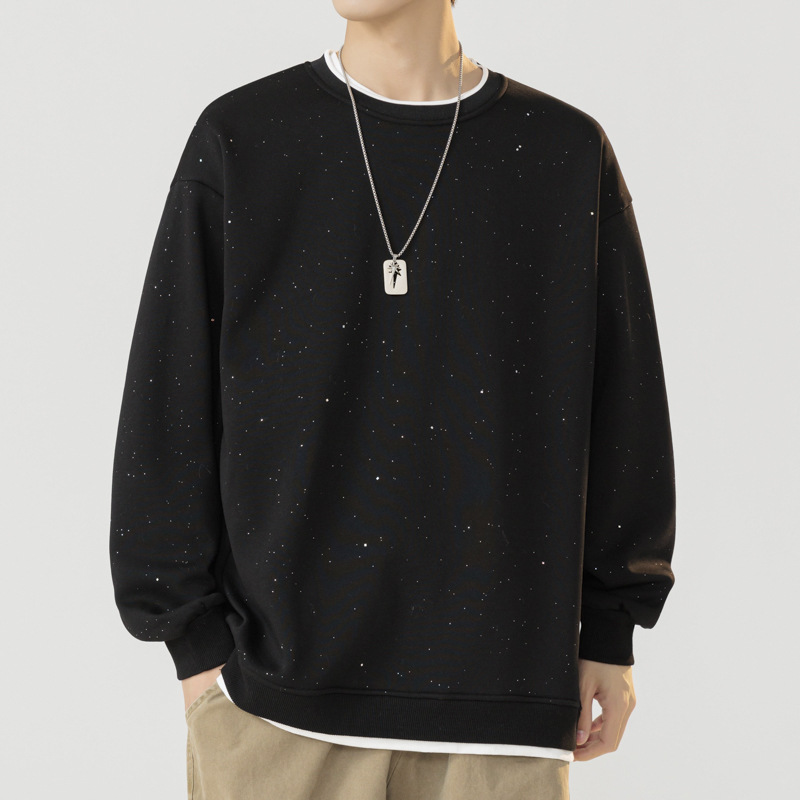 Gypsophila Cotton Fake Two-Piece Sweatshirt for Men 2026 Spring and Autumn New American Style Round Neck Loose Trendy Men's Base Shirt