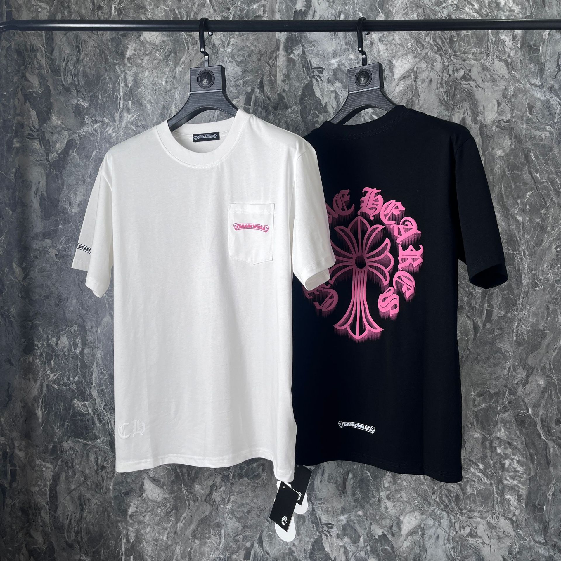 In-Stock Real Shot Summer New Trendy Brand Sanskrit Cross Print Pure Cotton Casual Plus-Size Men's T-Shirt Couple Short Sleeve