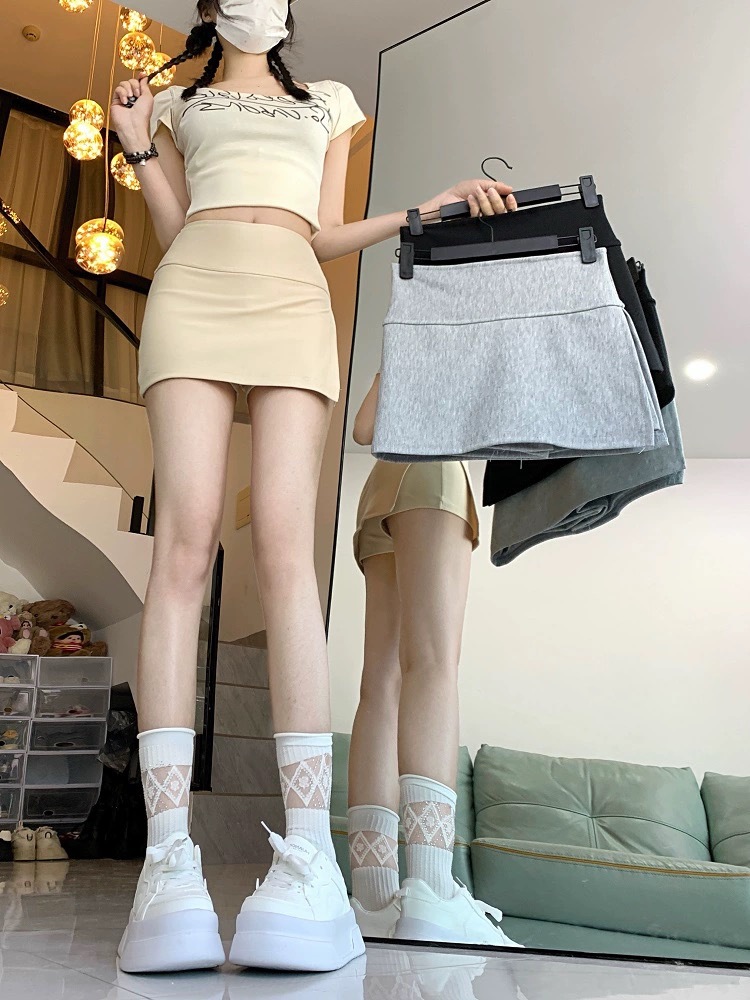 Hip-Covering Slit Culottes A-Line Yoga Shorts Anti-Exposure American Versatile Design Anti-Exposure Design Sports Shorts