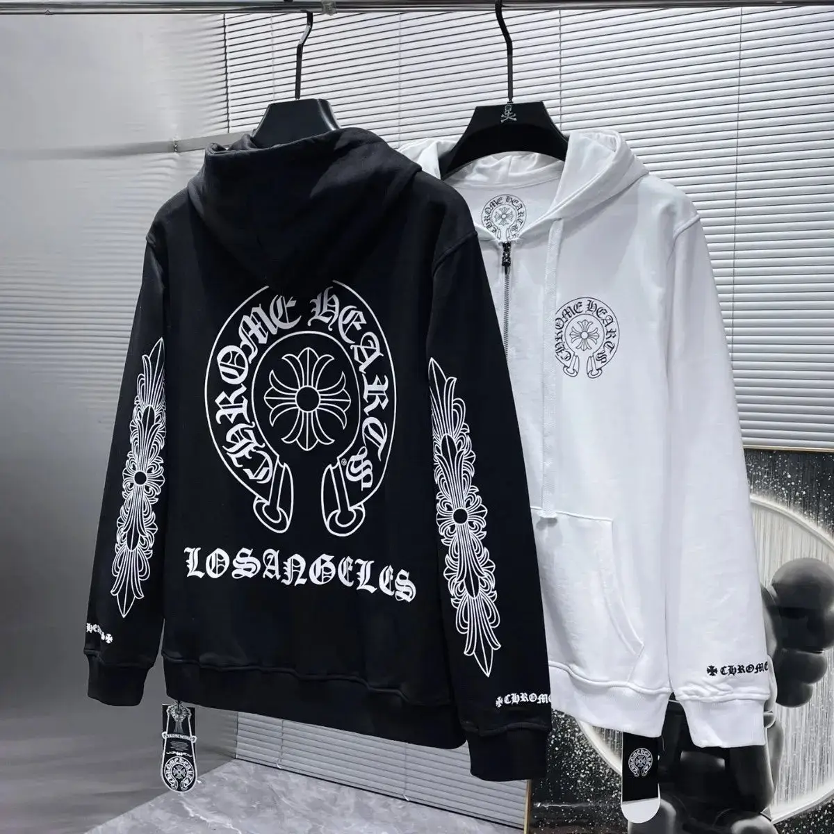 Chrome Hearts Los Angeles Hoodie Black White