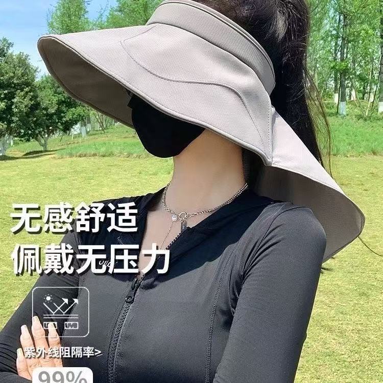 Summer New Style Large Brim Open-Top Sun Hat with Neck Protection, Full-Face Sunshade, Uv Protection Outdoor Sun Hat