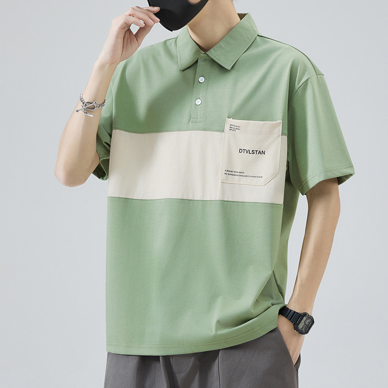 Polo Shirt Men's 2025 Summer New Trendy Brand Casual Ice Silk Cotton Embroidered Loose Lapel Short-Sleeved Top Men's Clothing