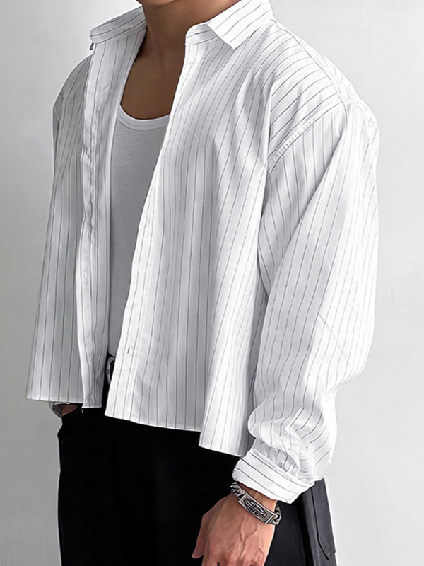 Independent Brand 2026 Autumn New Cross-Border European and American Men's Loose Versatile Base Shirt Long-Sleeve Striped Shirt
