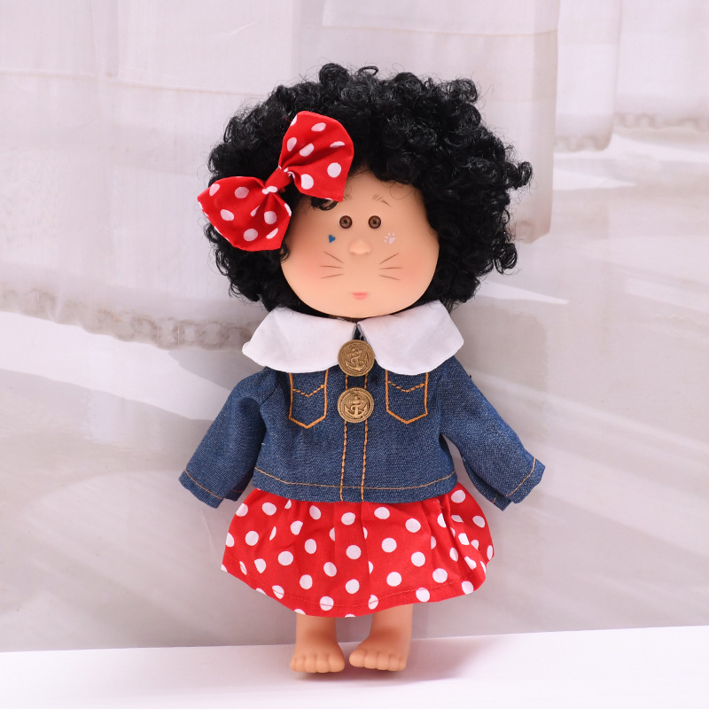 Only the Clothes] Spanish Mia Potato Doll Clothes 24cm Mia Doll Outfit Changeable Denim Clothes with Red Polka Dot Skirt