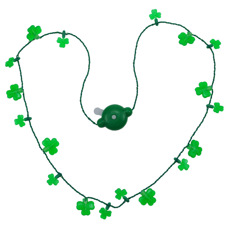 Cool Leicht St. Pachlet Festival Shamrock Beads 8LED Light Glow Necklace Green Leaf Festival Necklace