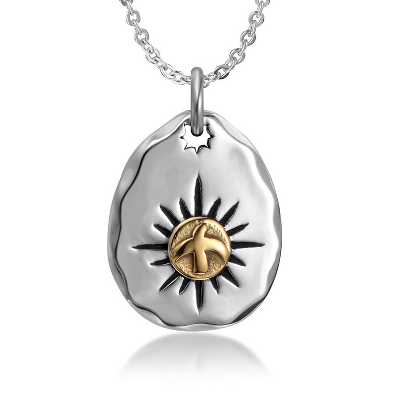 Japanese and Korean Series Retro Fashion Business Men's Golden Top Flying Eagle Pendant Titanium Steel Necklace Women's sweater chain SP553