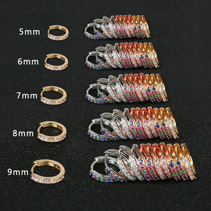 Simple Diamond Geometric Round Ear Buckle Fashion Earrings Zircon Copper Material Earrings Women's Daily All-match High-end Cool