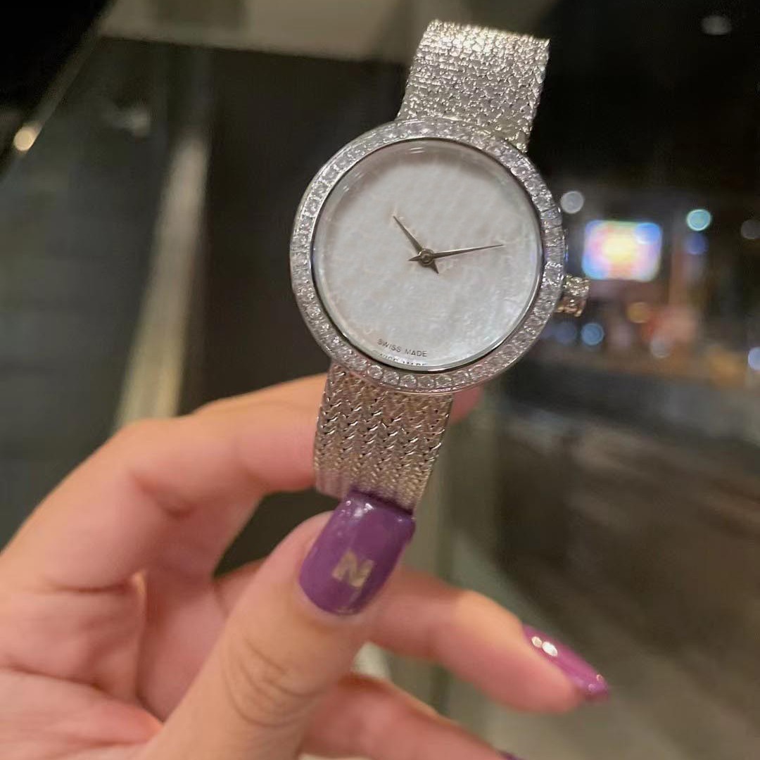 Weber Explosions Old Flower Diamond Waterproof Fashion Ladies Stainless Steel Mesh Band Quartz Watch Small Green Watch