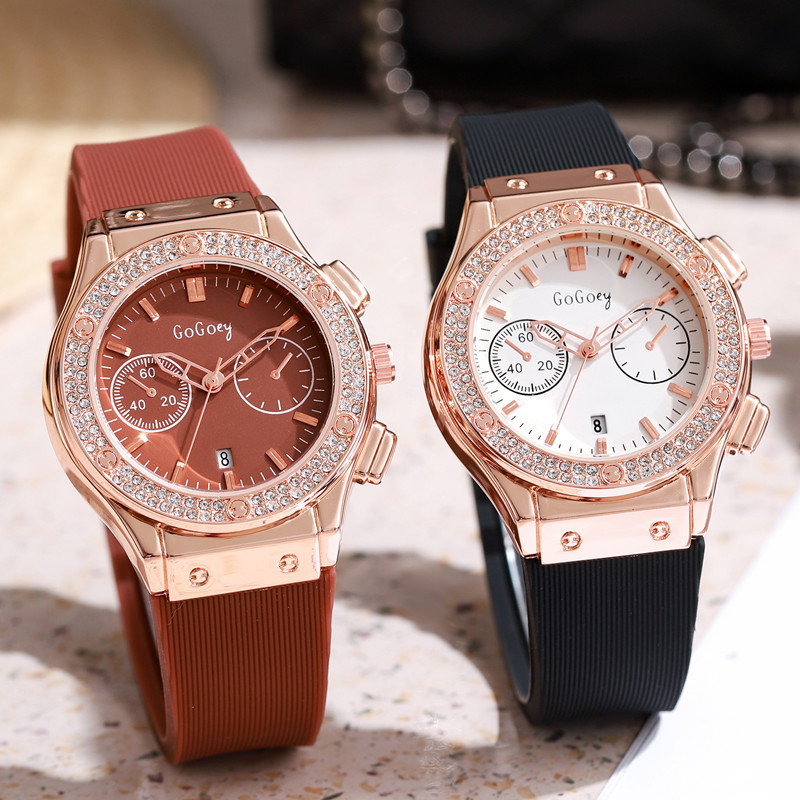 Fashion atmosphere men's and women's fashion watch all-match business calendar diamond silicone neutral couple watch batch generation