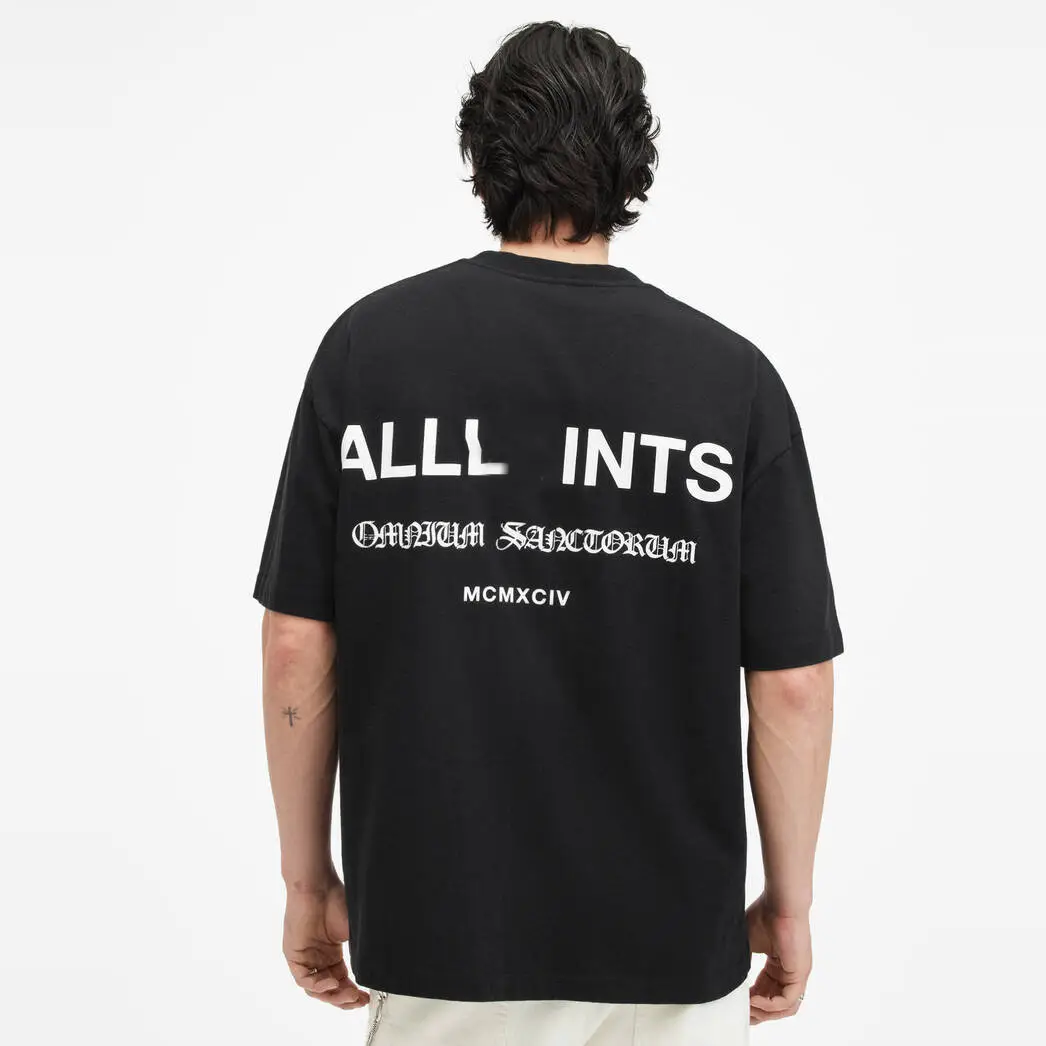 European and American fashion luxury minimalist print design cotton unisex solid color top loose clothing men's T-shirt