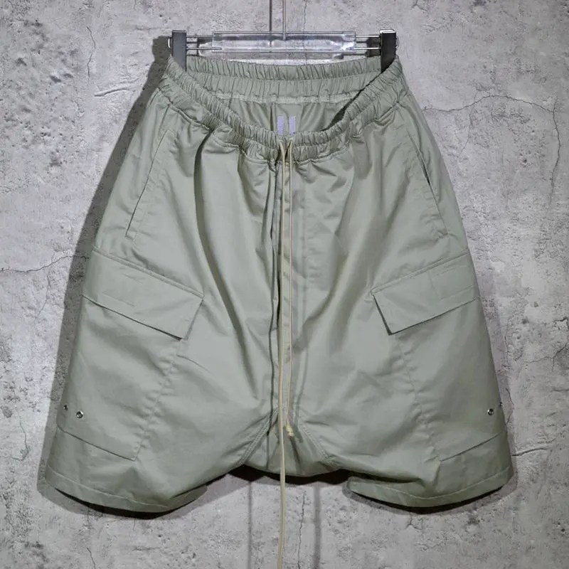 New ROrick shorts with double side pockets, hanging crotch, Haren pants, loose fitting five quarter pants for men