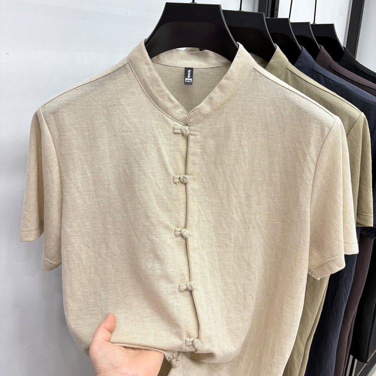 Chinese-Style Button T-Shirt, Short-Sleeve T-Shirt, Summer 2026 New Men's Product, National Trend Style, Casual Versatile Fashion