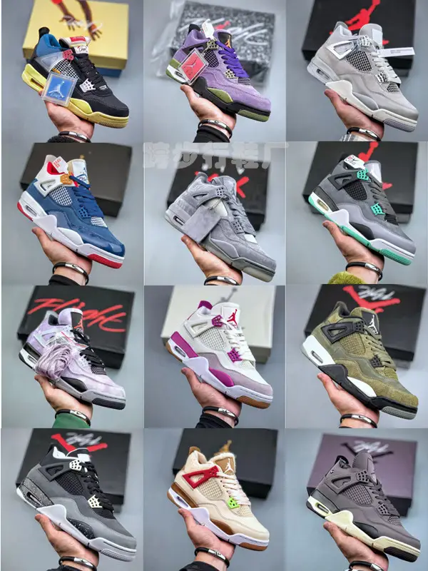 Putian shoes factory pure cross-border wholesale company level aj4 platinum buckle new black red army green Joe 4 men and women sports basketball shoes