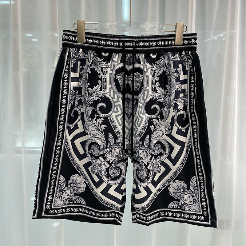 2024 Summer new European and American fashion cross-border foreign trade Youth popular digital printing men's beach pants short shorts