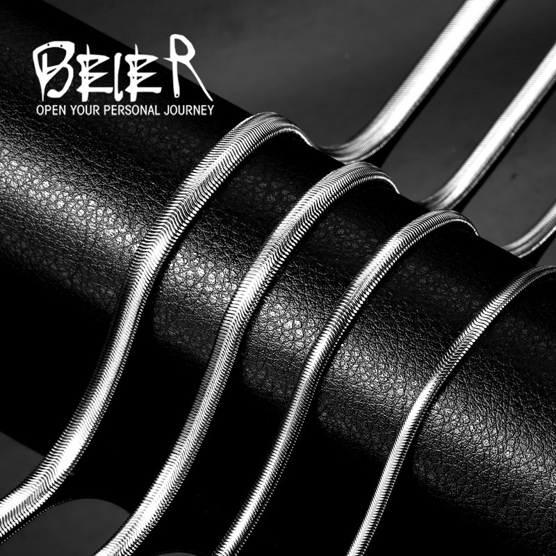beier simple jewelry wholesale titanium steel flat snake bone chain personality all-match Fashion men's necklace spot