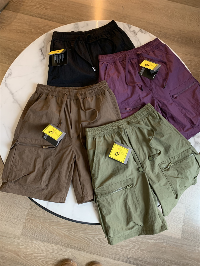 Work Style! Three-Dimensional Large Flap Pocket Pantss! Elastic Waist Summer Men's Elastic Waist Lace-Up Shorts Trendy