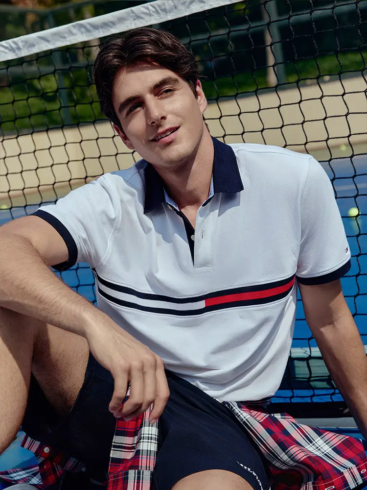 [Soft Feel] Tommy25 Summer Men's Multi-Color Short-Sleeved Polo/[Piqué Mesh] Contrasting Webbing T-Shirt