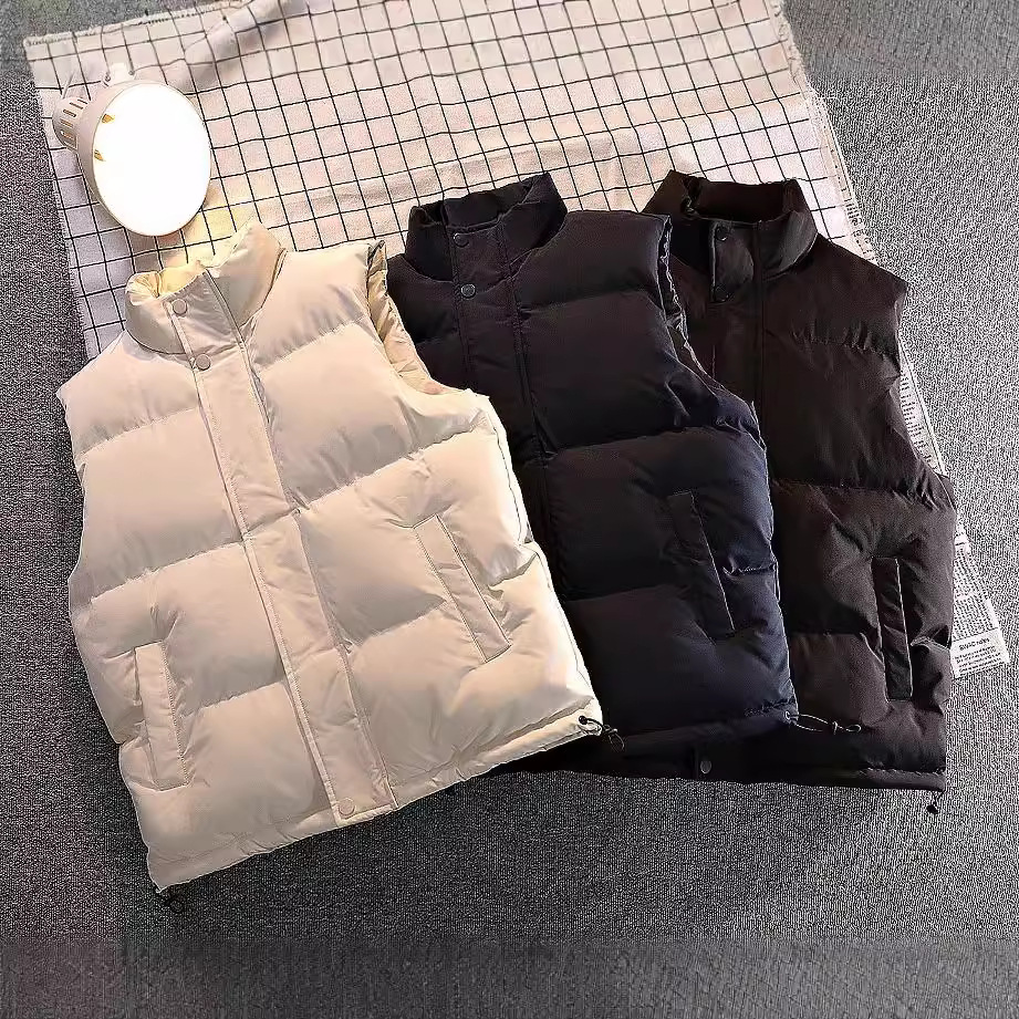 Outdoor Casual Vest Men's Spring and Autumn Youth Korean Style Thickened Warm Waistcoat Down Cotton Vest Jacket Top