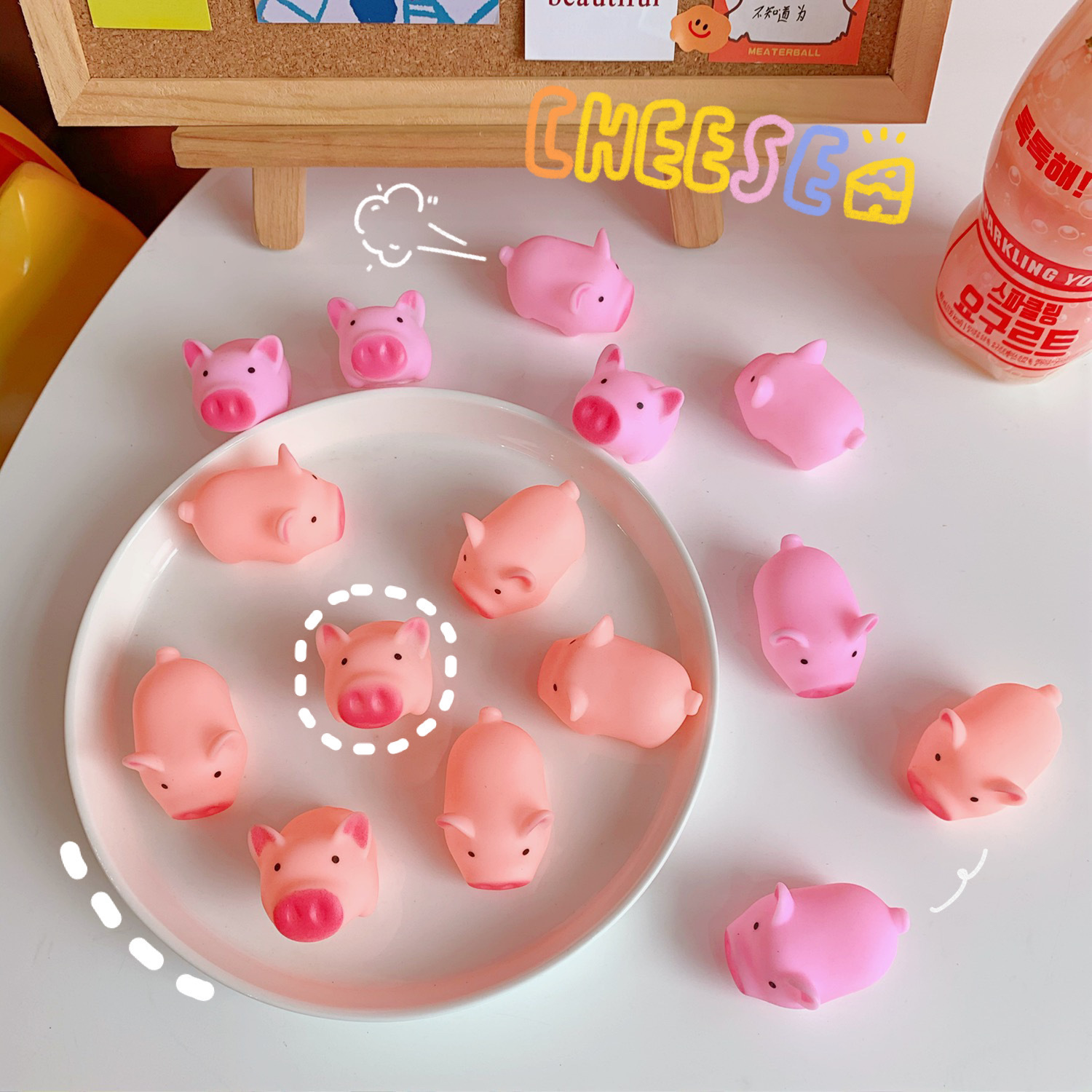 Cartoon soft cute pink piglet toy vent piglet pinch music pinch call vent toy gift
