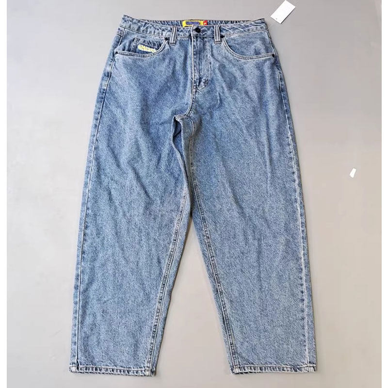 American Retro Light-Colored Men's Jeans, Spring and Autumn Trendy Straight-Leg Loose Fit, ins Trendy Washed Versatile Casual Long Pants