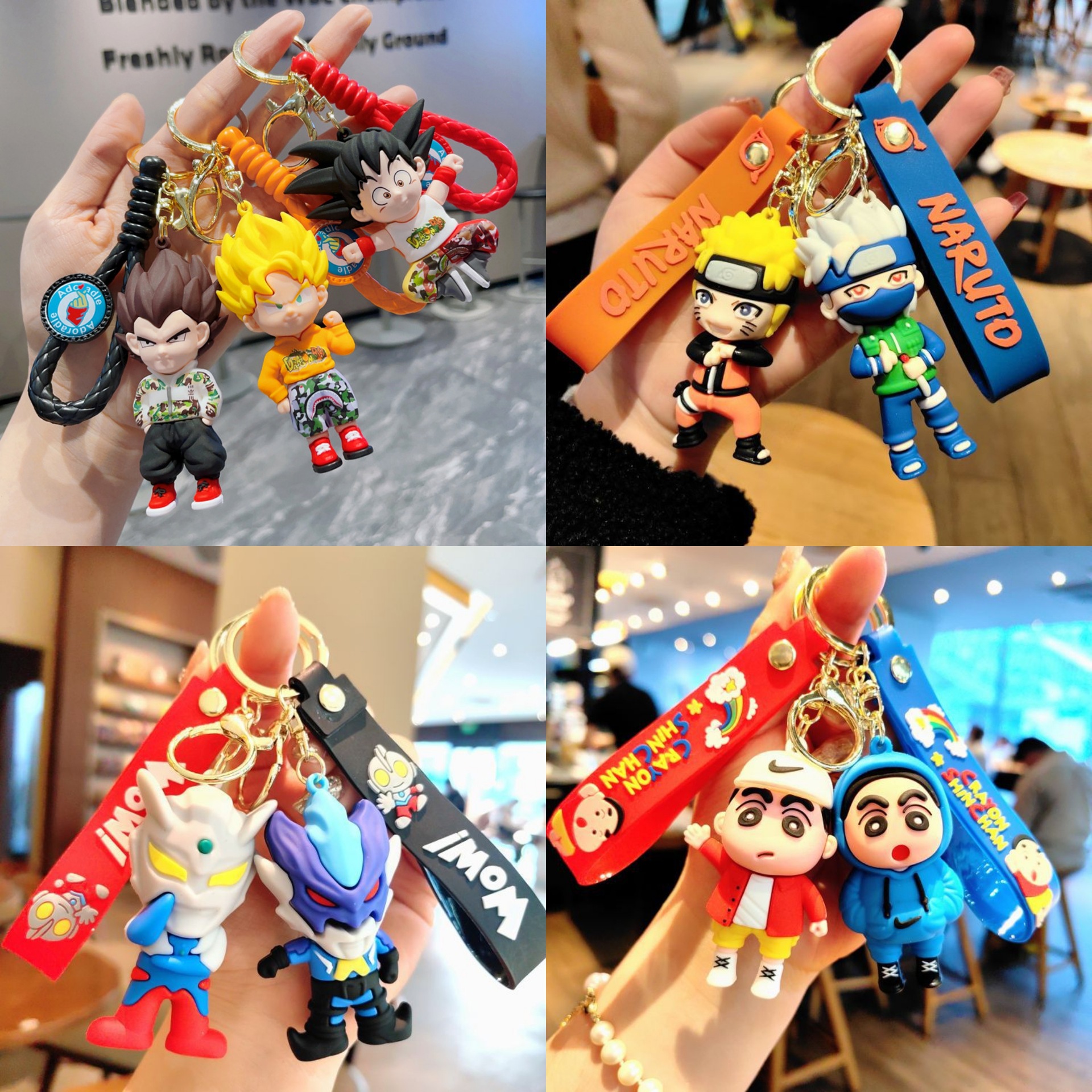 Cartoon pvc animation series keychain tide play doll car key chain bag pendant claw machine gift wholesale