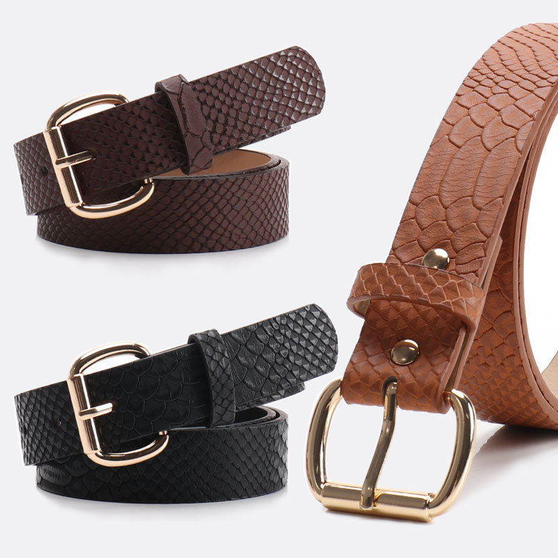 New Snake-Print Women's Belt, Vintage Wild Style Pin Buckle Pu Leather Belt, Versatile for Jeans and Coats