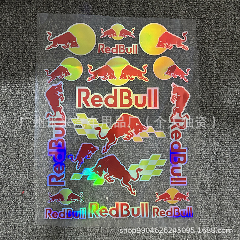 Red Bull Red Bull Motorcycle Stickers, Car Helmet Stickers, Car Body Stickers, Personalized Decorative Laser Colorful Car Stickers Fotografie QC de pe 1688 pe Qualit.ly