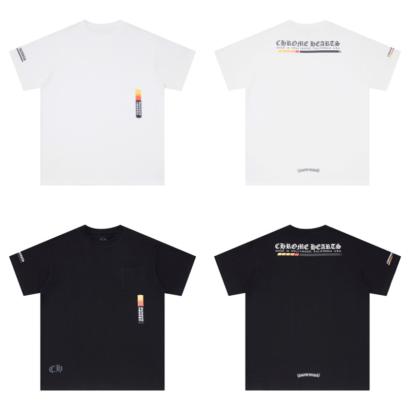 2024 Trendy Brand Ch Crow Letter Print Sanskrit Unisex Classic Loose Casual Versatile Short Sleeve