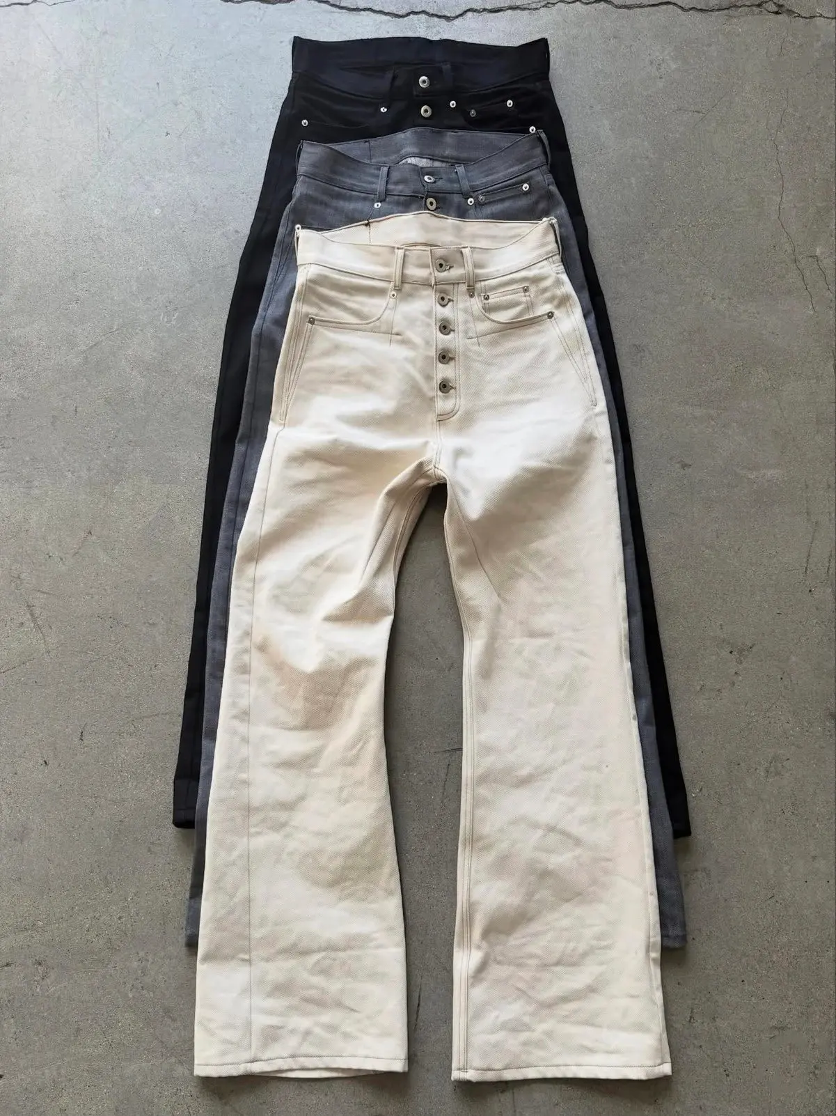 Denim Jeans Black Grey Cream