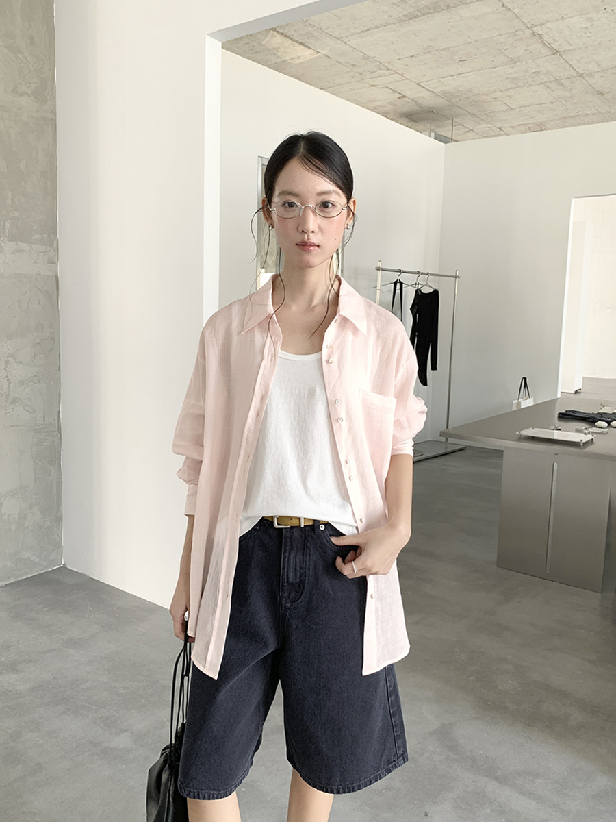 Love and Nancy Thirteen Lines 2026 Spring/Summer Korean Style High-End Pure Ramie Sun-Protective Breathable Long-Sleeve Shirt 03861