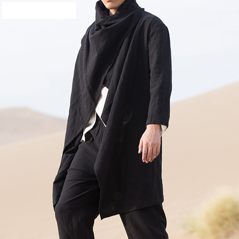 Cross-Border Temu2026 Autumn New European and American Men's Fashion Design Trench Coat Long Cape Cardigan Long-Sleeve Jacket Trendy