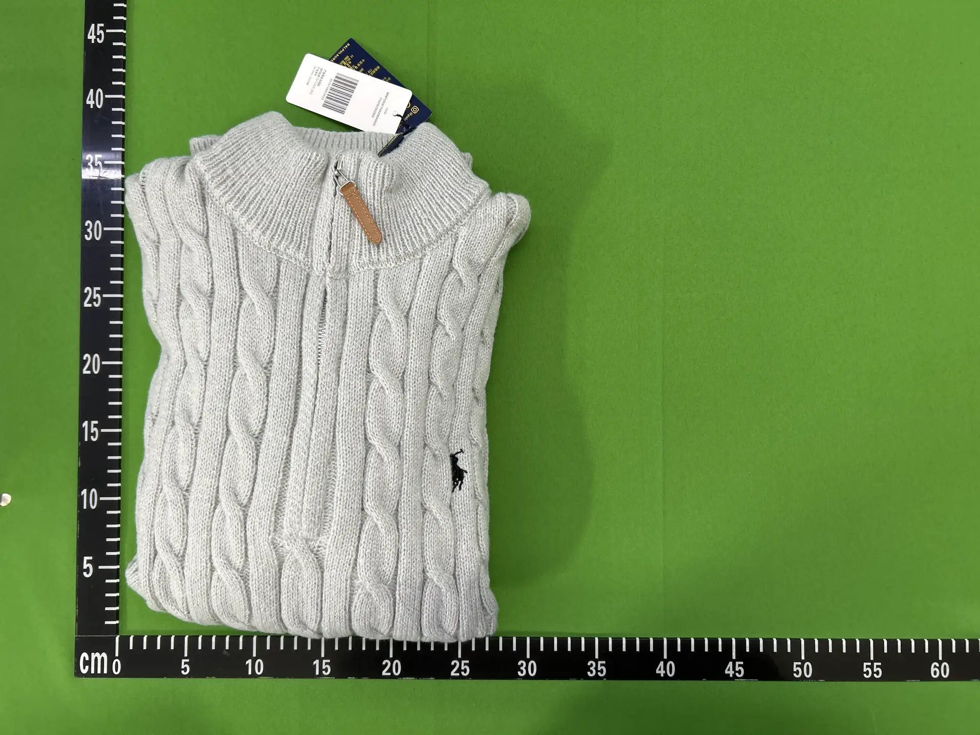Polo Ralph Lauren Cable Knit Half Zip Sweater Light Grey