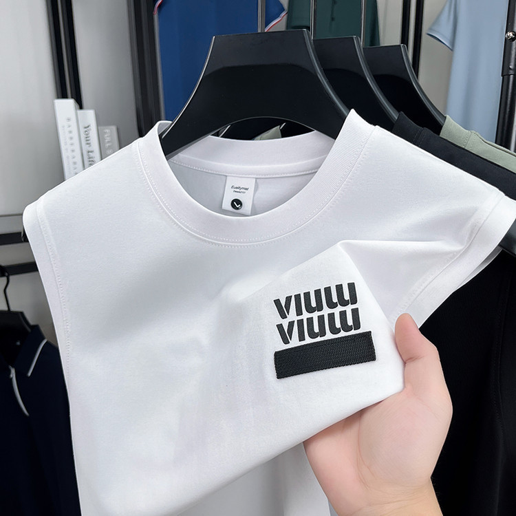 Summer Round Neck Sleeveless Vest Letter Men's Youth Casual Simple Breathable Versatile Men's Tops Wholesale