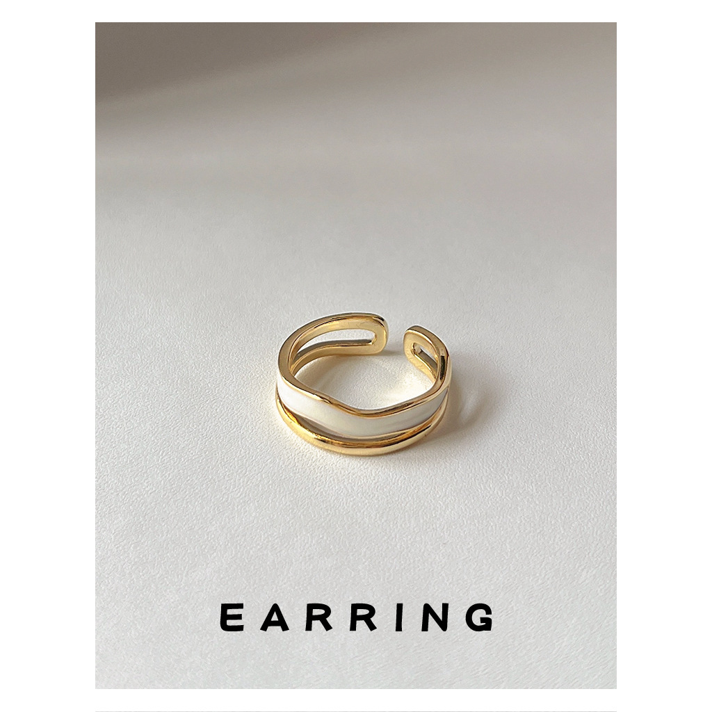 Copper-Plated 14K Drop Glaze Ring, Open Adjustable Ring, Index Finger Ring, High-End and Versatile Hand Jewelry Factory