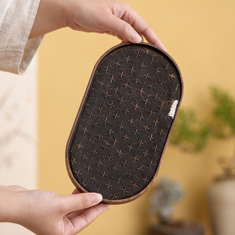 North American Walnut Pot Holder Retro Small Solid Wood Dry Bubble Tea Tray Tea Tray Tea Ceremony Tea Set Spare Parts