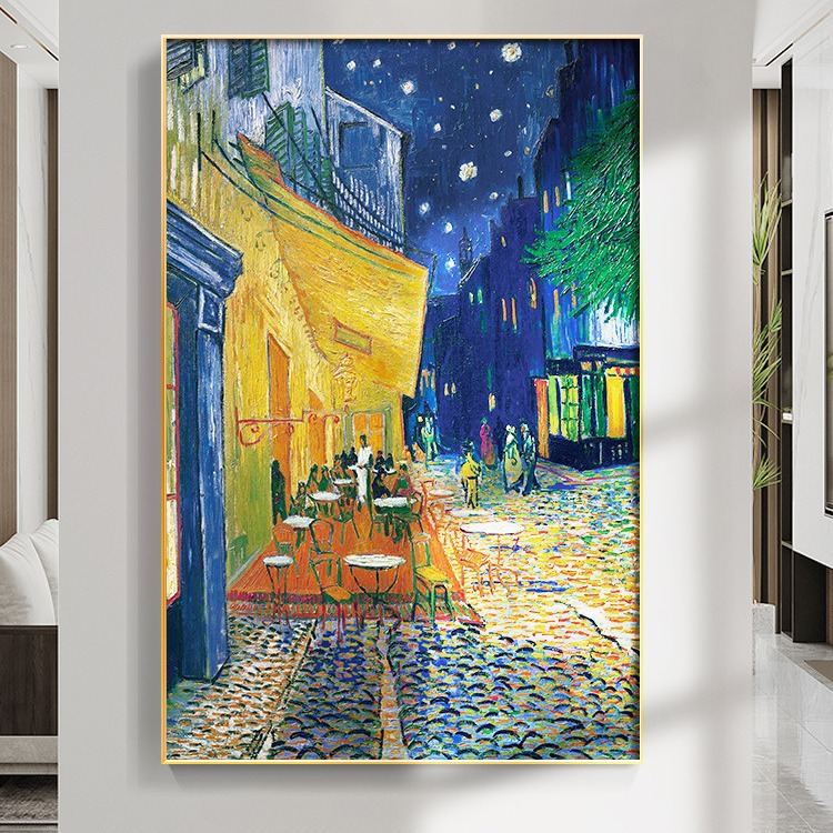 Van Gogh Famous Painting Cafe Vertical Edition Living Room Decorative Painting Abstract Art Master Oil Painting Hallway Corridor Mural Painting