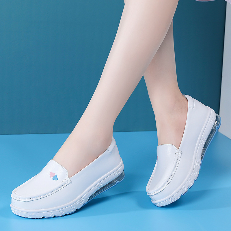 in stock nurse shoes women's autumn air cushion soft bottom thick bottom slope heel comfortable flat anti-slip work shoes cross-border a generation of hair